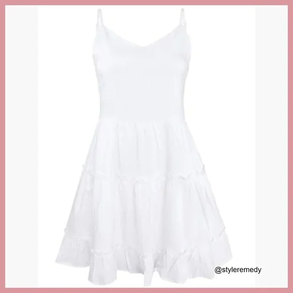 Floral Tiered Mini Dress Spaghetti Strap V Neck Backless with Pockets - Picture 4 of 7